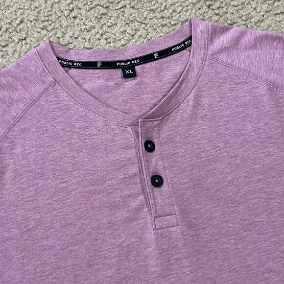 Public Rec Mens Red Pink Henley T Shirt Size XL - Picture 2 of 6